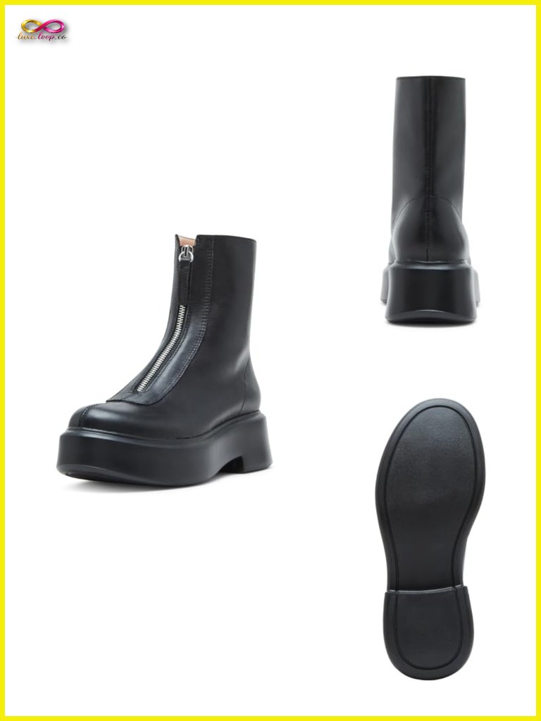 Ankle Boot With Block Heel And Front Zipper